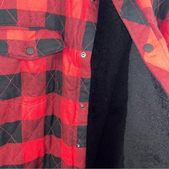 George Jacket Fleece Lined Long Sleeve Buffalo Check Plaid Winter Jacket - Picture 9 of 11